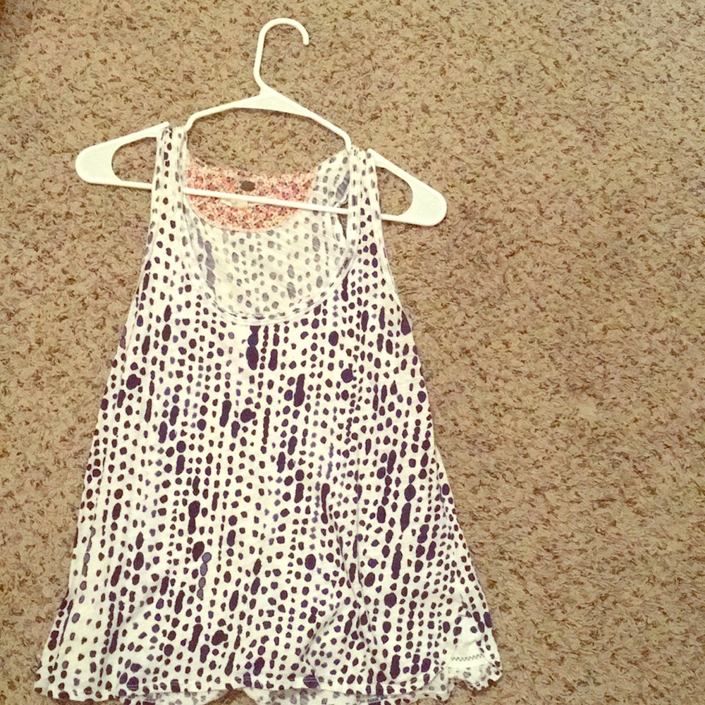White and blue Anthropologie tank top